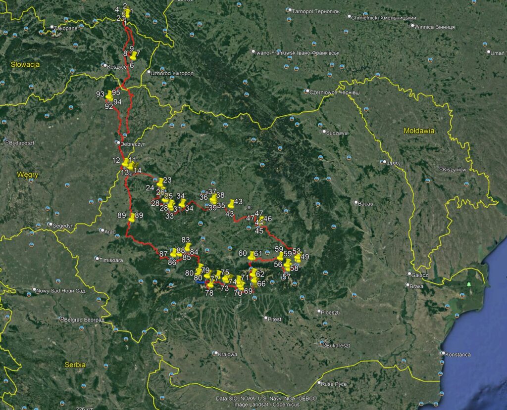 wyprawa off road rumunia transylwania - mapa trasy