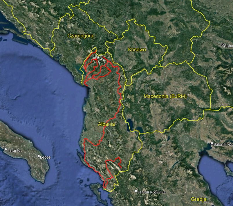 Wyprawa offroad do Albanii - mapa