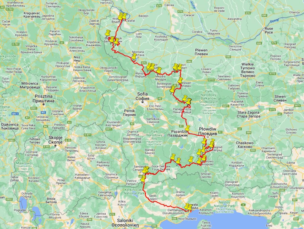 Wyprawa offroad do Bułgarii na mapie